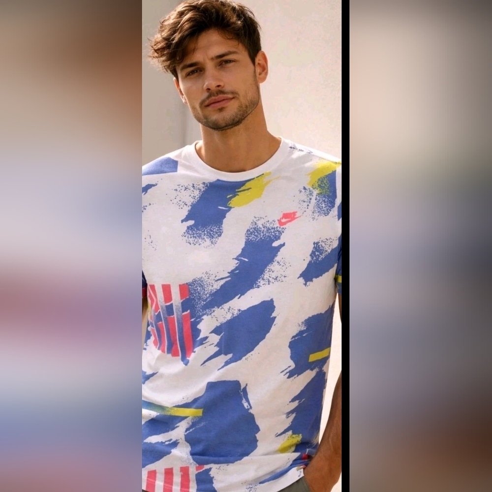 NWOT MENS NIKE DRI-FIT SHORT SLEEVE MULTI COLOR SHIRT ACTIVEWEAR SZ M